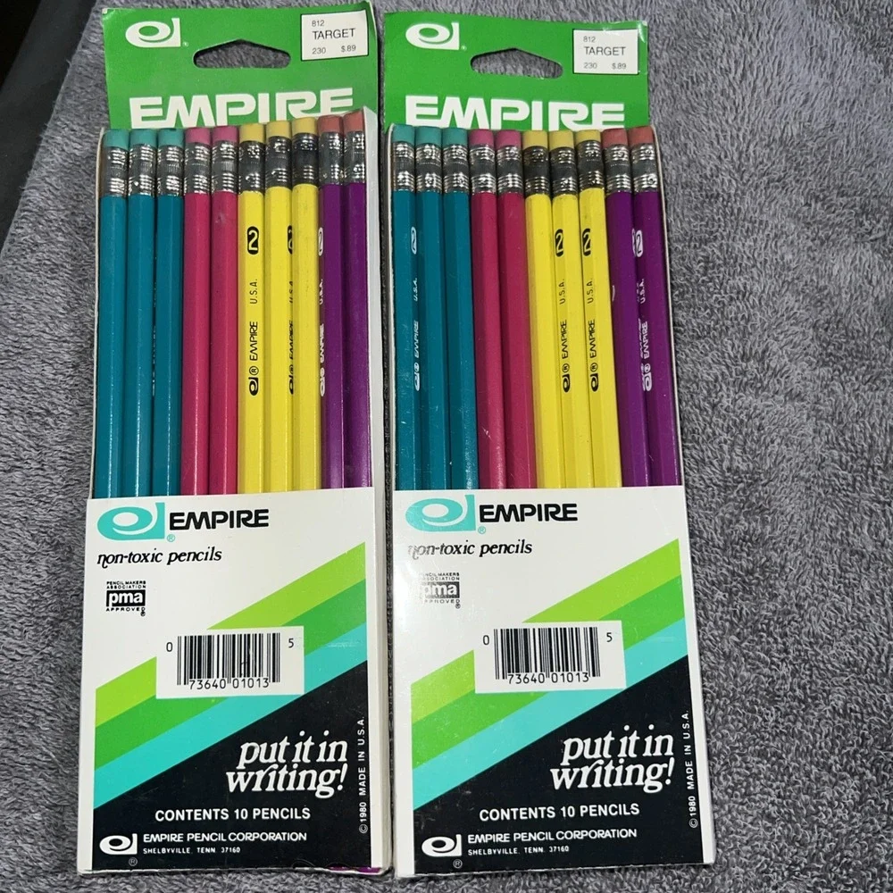 (2) 1980 Vintage Empire Wood Pencil Company‎ Pencils 10 Count Sealed